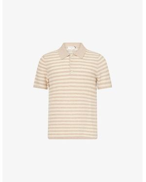 Tiger Of Sweden Erros Stripe-Print Knitted Polo Shirt - Natural