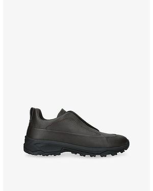 ZEGNA Triple Stitch Monte Leather Trainers - Black