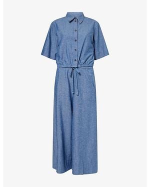 ME+EM Two-In-One Wide-Leg Denim Jumpsuit - Blue