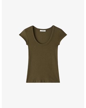 JOSEPH Saba Ribbed Stretch-Cotton Top - Green