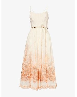 Zimmermann Wanderlust Corset Cotton-Poplin Midi Dress - Natural