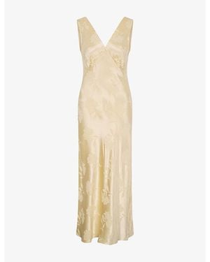 OMNES Iris Floral Jacquard Woven Maxi Dress - Metallic