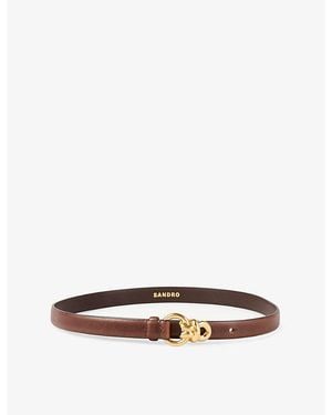 Sandro Slim Leather Belt - Brown