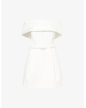 Nadine Merabi Harper Off-Shoulders Woven Mini Dress - White