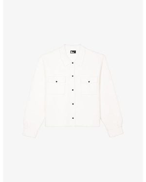 The Kooples Collared Button-Down Wool And Cotton-Blend Cardigan - White