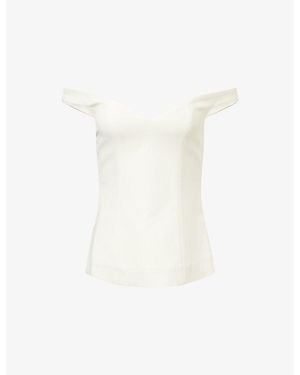 RÓHE Frames Off-Shoulder Sweetheart-Neckline Woven Top - White