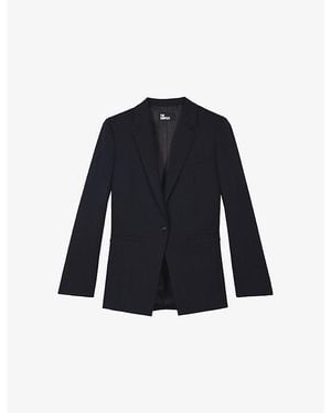 The Kooples Single-Breasted Notch-Lapel Woven Blazer - Blue