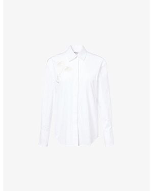 Erdem Embroidered Long-Sleeve Cotton Shirt - White