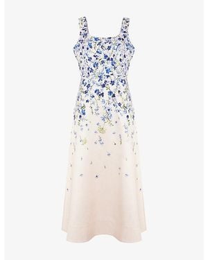 Phase Eight Orla Floral-Print Woven Midi Dress - Blue