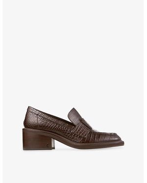 Jimmy Choo Tylor 60 Embossed Heeled Leather Loafers - Brown