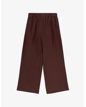 Loewe Anagram-Logo Gathered-Waist Silk-Crepe Pyjama Trousers - Brown
