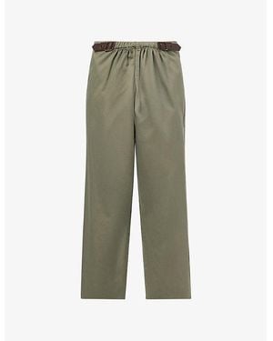 Loewe Belted Wide-Leg Cotton Pants - Green