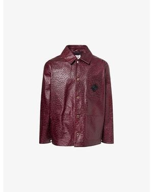 CASABLANCA Logo-Embellished Leather Workwear Jacket - Purple