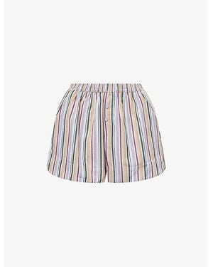 Faithfull the Brand Lonia Striped Cotton Shorts - White