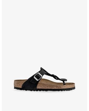 Birkenstock Toe-Post Leather Sandals - Black