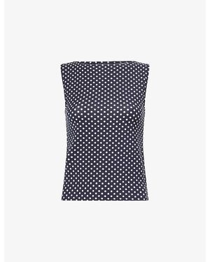 Reformation Dusk Polka-Dot Stretch-Jersey Top - Blue