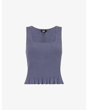 PAIGE Bronwyn Frilled Cotton-Knit Tank Top - Blue