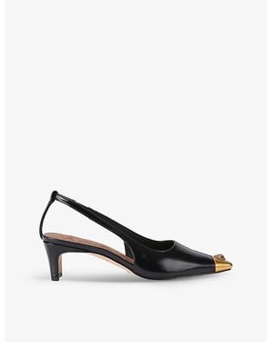 Kurt Geiger Regent Low Open-Toe Leather Heeled Slingback Courts - Black