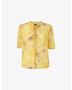 Whistles Floral-Print Relaxed-Fit Lyocell Blouse - Yellow