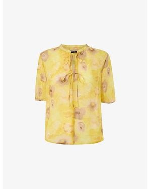 Whistles Floral-Print Relaxed-Fit Lyocell Blouse - Yellow