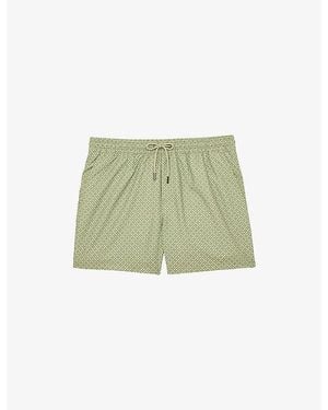 Reiss Orient Geometric-Print Swim Shorts - Green