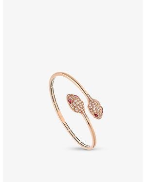 BVLGARI Serpenti 18Ct Rose- And 1.08Ct Brilliant-Cut Diamond Bangle Bracelet - White