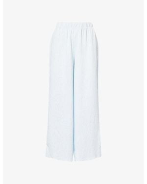 Lounge Underwear Crinkle Wide-Leg Woven Pyjama Bottoms - White