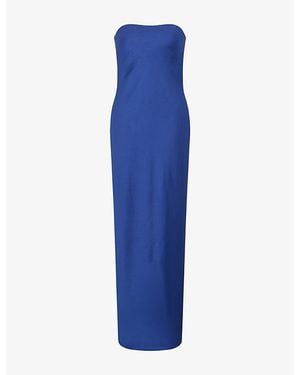 OMNES Amdra Strapless Satin Maxi Dress - Blue