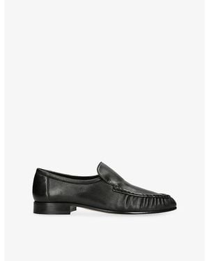 The Row Soft Moccasin Two Leather Loafers - Black