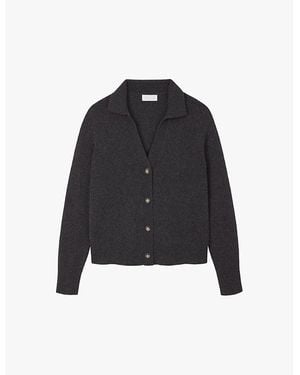 The White Company Collared Long-Sleeve Knitted Cardigan - Black
