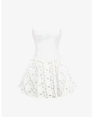 House Of Cb Elara Broderie-Anglaise Cotton Mini Dress - White