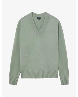 Reiss Alberz V-Neck Wool And Cashmere Sweater - Green
