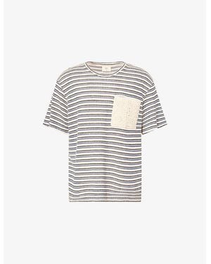 CHE Matias Crot-Patch Knitted Cotton-Blend T-Shirt - White
