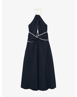 Reiss Blair Halterneck Stretch-Woven Midi Dress - Blue