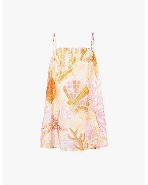 Seafolly La Mer Graphic-Print Bandeau Cotton Mini Dress - White