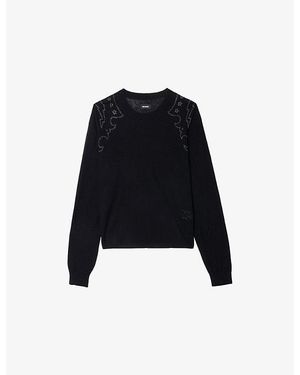 Zadig & Voltaire Swapy Rhinestone-Embellished Cashmere Jumper - Black