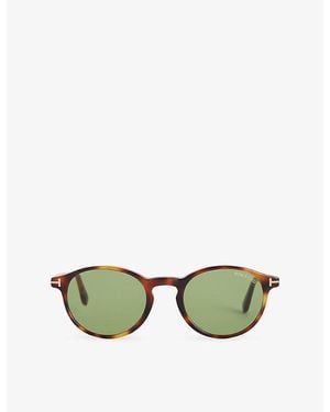 Tom Ford Ft1331 Prescott Round-Frame Acetate Sunglasses - Green