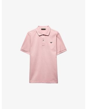 Prada Triangle-Logo Cotton-Piqué Polo Shirt - Pink