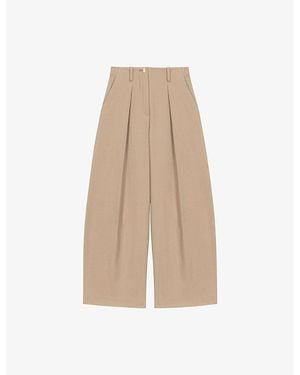 Maje Wide-Leg Relaxed-Fit Cotton Trousers - Natural