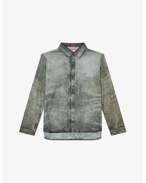 DIESEL S-Simply-Lkct Denim-Print Woven Shirt - Grey