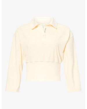 Ru & Rocka Contrast-Hem Towelling Polo Top - White