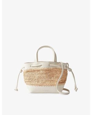 Claudie Pierlot Branded Raffia And Leather Shoulder Bag - Natural