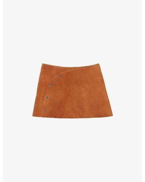 Claudie Pierlot Wrap-Front Low-Rise Suede Mini Skirt - Brown