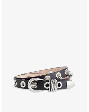 DEHANCHE Revenge Ring-Embellished Leather Belt - White
