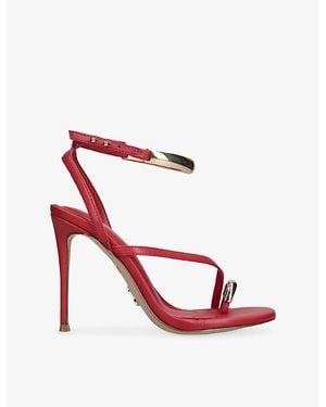 Steve Madden Tia Faux-Leather Heeled Sandals - Red