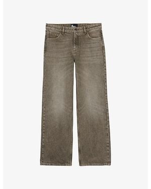 The Kooples Buckled Wide-Leg Low-Rise Denim Jeans - Grey