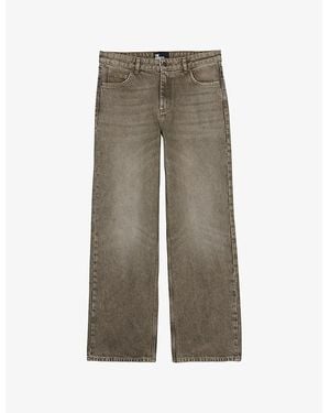 The Kooples Buckled Wide-Leg Low-Rise Denim Jeans - Gray