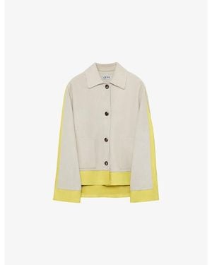 Loewe Turn-Up Contrast Suede Jacket - White