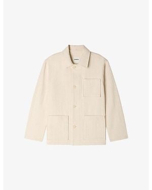 Sandro Side-Pocket Cotton Worker Jacket - Natural