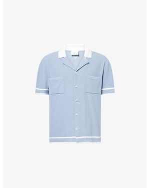 CHE Armando Short-Sleeve Bouclé Cotton-Blend Shirt - Blue